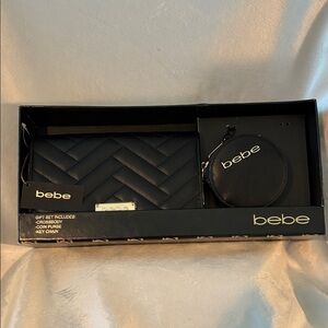 Bebe Quilted Black Crossbody Bag and Coin Purse Set, Missing keychain . NIB
